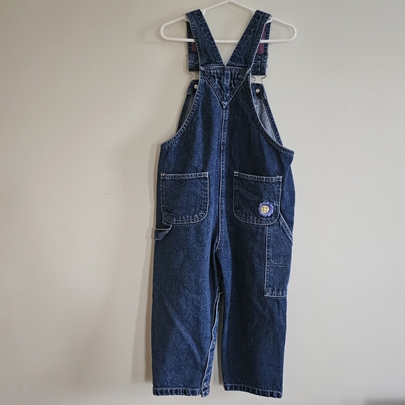 Newton Trading Co. 90s Boho Floral Smiley Face Embroidered Denim Overalls, 4T - Picture 5 of 10